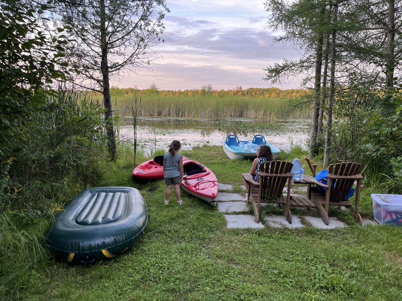 Kayaks on shore